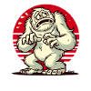 Scared funny Yeti Bigfoot scared