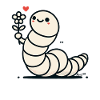 Funny Worm with Flower