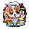 Cute Kawaii Dog with Sushi
