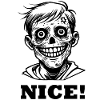 Smiling Zombie Illustration - "NICE" Design