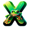 Green frog in the X