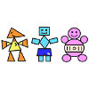 Geometric Trio Playful Figures,  One point 