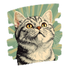 British Shorthair Cat Retro