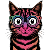 Rainbow Cat with Glasses