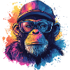 Aquarelle Hipster Singe