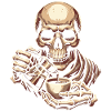 Crâne avec tasse à café