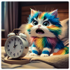 Katze mit Wecker