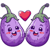 Aubergine Par Kærlighed Hjerte Tegneserie