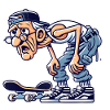 Funny Old Skater Cartoon Sticker