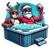 Santa Rudolph Hot Tub Cheers