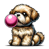 Playful Dog Blowing Bubblegum