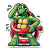 Funny Turtle Oops Cartoon Sticker