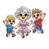 Mamie avec petits-enfants