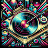 Neon Retro Turntable Art