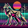 Neon wolf in futuristic nature
