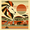 Geometric safari with majestic lion