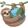 Caring Sloth Hugging Earth