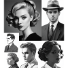 Retro hairstyles and clothes