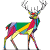 Hirsch 2D bunt