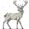 Hirsch 2D grau Schnee