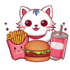 Kawaii cat loves fast food
