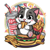 Kawaii cat loves fast food