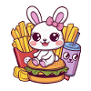 Lapin kawaii avec fast-food
