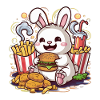 Kawaii bunny with fast food