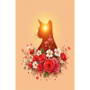 Cat with roses