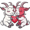 Couple Chèvre Coeur Saint Valentin