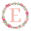 E Monogram, Flower Wreath, Personalizable