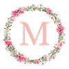 M Monogramm, Blumen-Kranz, personalisierbar