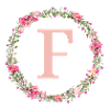 F Monogram, Flower Wreath, Personalizable