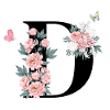 Letter d pink flowers