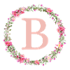 B Monogram, Flower Wreath, Personalizable