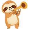 Sloth with musical instrument