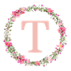 T Monogram, Flower Wreath, Personalizable