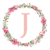J Monogramm, Blumen-Kranz, personalisierbar