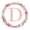 D Monogram, Flower Wreath, Personalizable