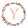 Y Monogram, Flower Wreath, Personalizable