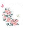 Lettre c fleurs rose