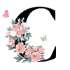 Lettre c fleurs rose