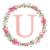 U Monogram, Flower Wreath, Personalizable