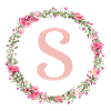 S Monogram, Flower Wreath, Personalizable