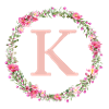 K Monogram, Flower Wreath, Personalizable