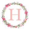 H Monogramm, Blumen-Kranz, personalisierbar