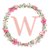 W Monogram, Flower Wreath, Personalizable