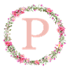 P Monogram, Flower Wreath, Personalizable
