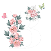 Lettre b fleurs rose