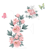 Lettre f fleurs rose